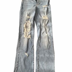 Guess Light Blue Distressed Flare Jeans